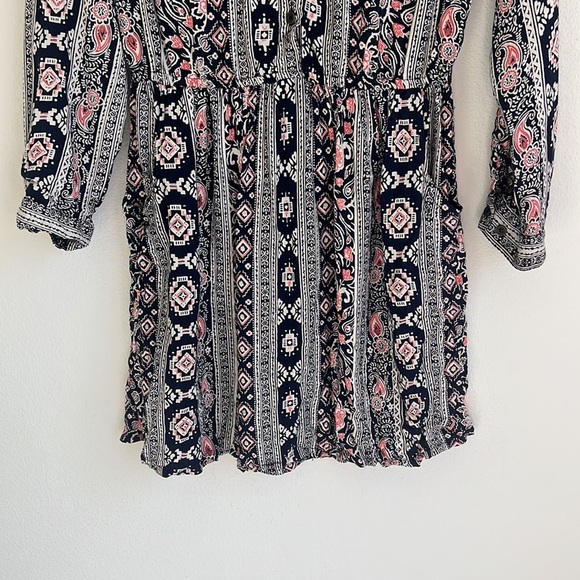 Angie Dark Blue Boho Mini Dress - Picture 3 of 13